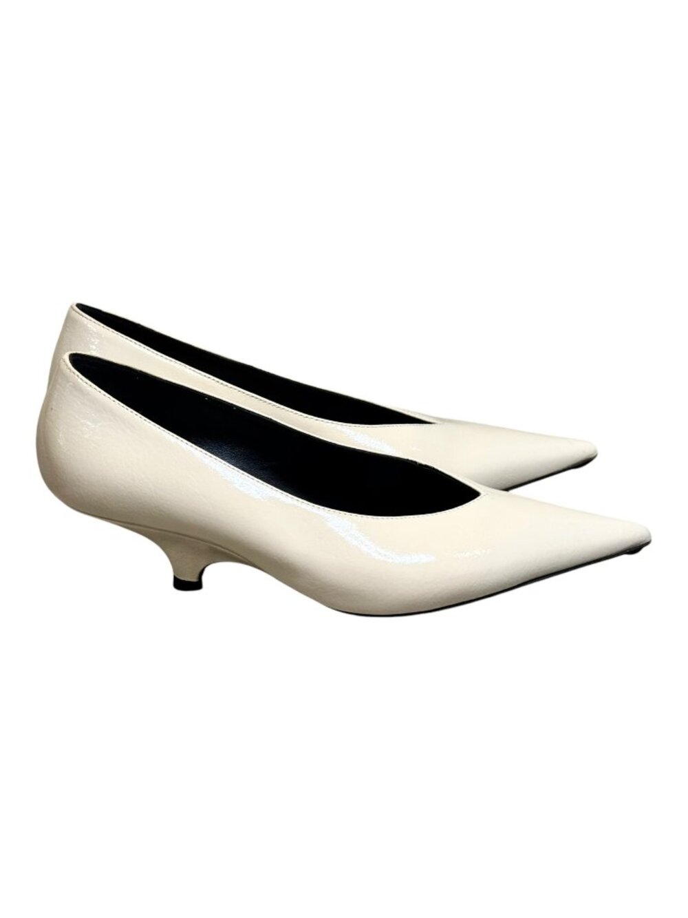 Toteme The Wedge Ivory Patent Leather Kitten Heel Size 7.5/EU 8
